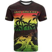 Fiji Islands T Shirt Fiji Islands Coat of Arms Sunset Reggae A0 Unisex Black - Polynesian Pride