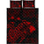 Turtle Hibiscus Map Red Quilt Bed Set Black - Polynesian Pride