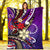 Cook Islands Premium Blanket - Tribal Flower With Special Turtles Purple Color - Polynesian Pride