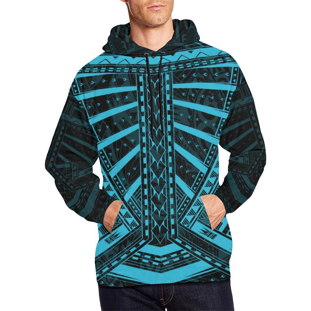 Polynesian Tattoo All Over Hoodie Blue - Polynesian Pride