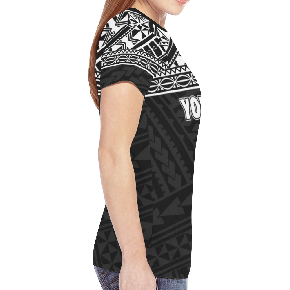 Polynesian All Over Custom T Shirt Polynesian Tattoo Style Black - Polynesian Pride