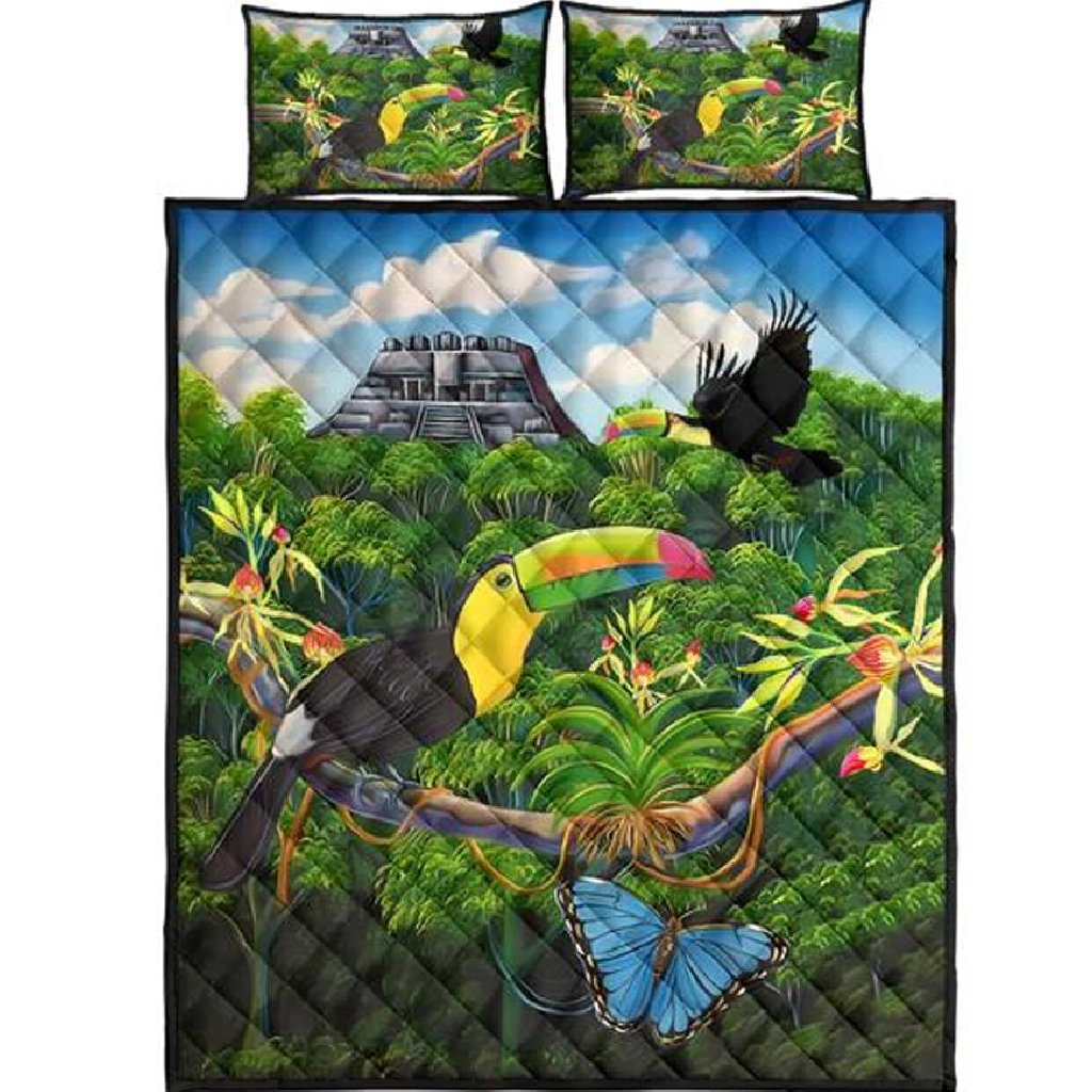 Wonderful Jungle Quilt Bed Set Black - Polynesian Pride