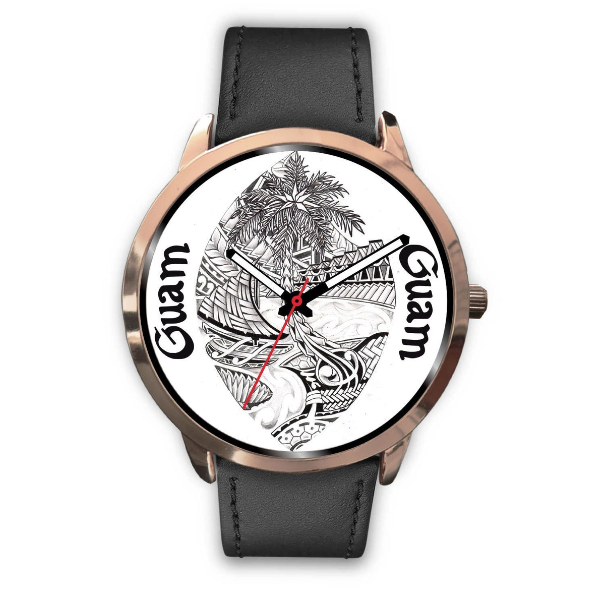 Guam Watch - Guam Polynesian 2 Black Leather - Polynesian Pride