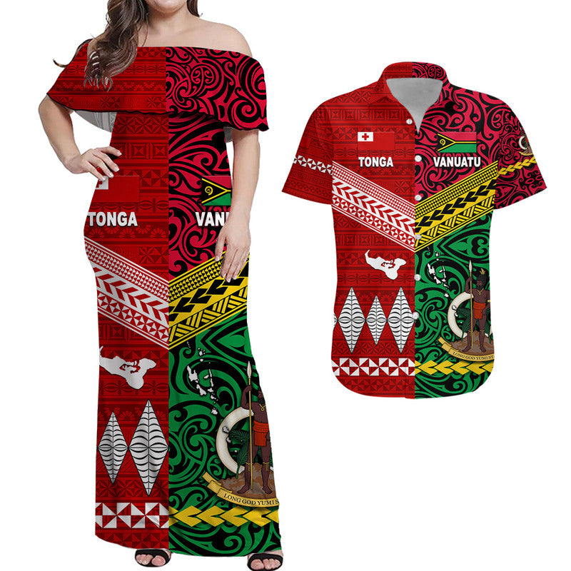 Polynesian Matching Hawaiian Shirt and Dress Vanuatu Tonga Together Bright Red LT8 Red - Polynesian Pride