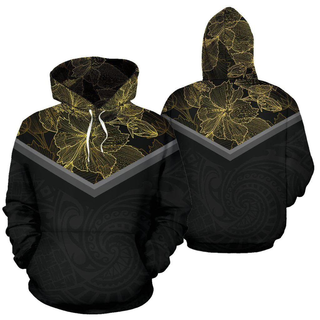 Hawaiian Pattern Vintage Hoodie Yellow Light Color Unisex White - Polynesian Pride