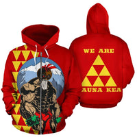 Mauna Kea Kanaka Warrior Zip up Hoodie Unisex Red - Polynesian Pride