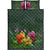 Colorful Hibiscus Quilt Bed Set Black - Polynesian Pride