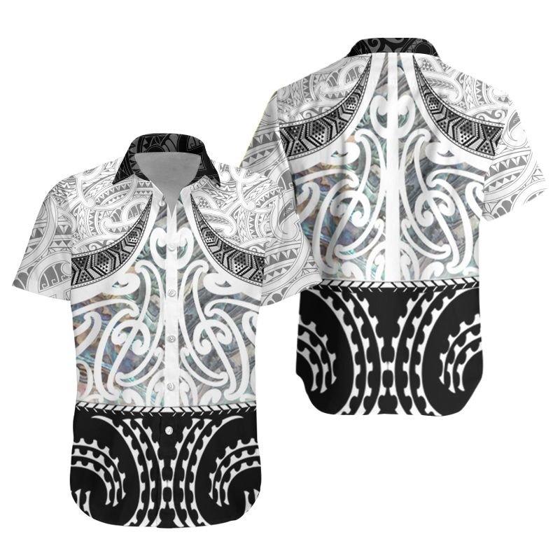 NZ Hawaiian Shirt, Maori Taaniko Unisex Black - Polynesian Pride