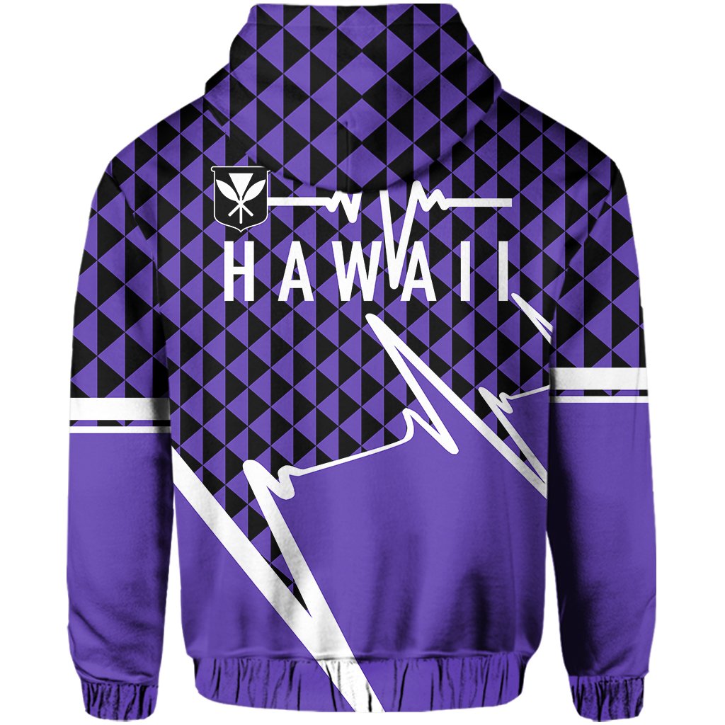 Kakau Hawaii In My Heartbeat Flag of Hawaii Hoodie Purple - Polynesian Pride