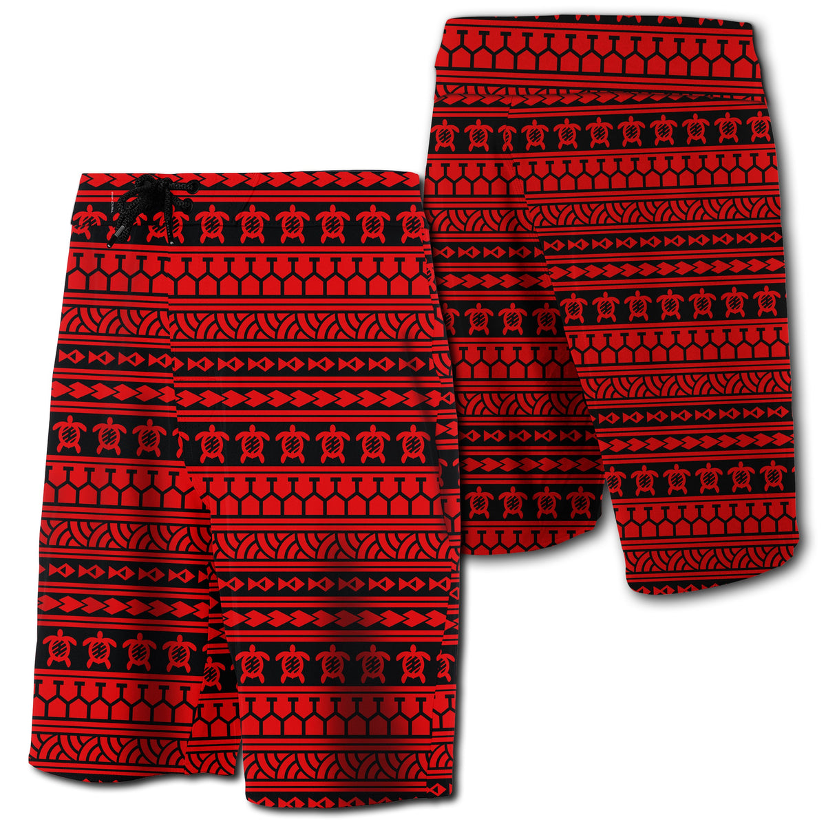 Hawaii Polynesian Tattoo Tribal Board Shorts Red Men Red - Polynesian Pride