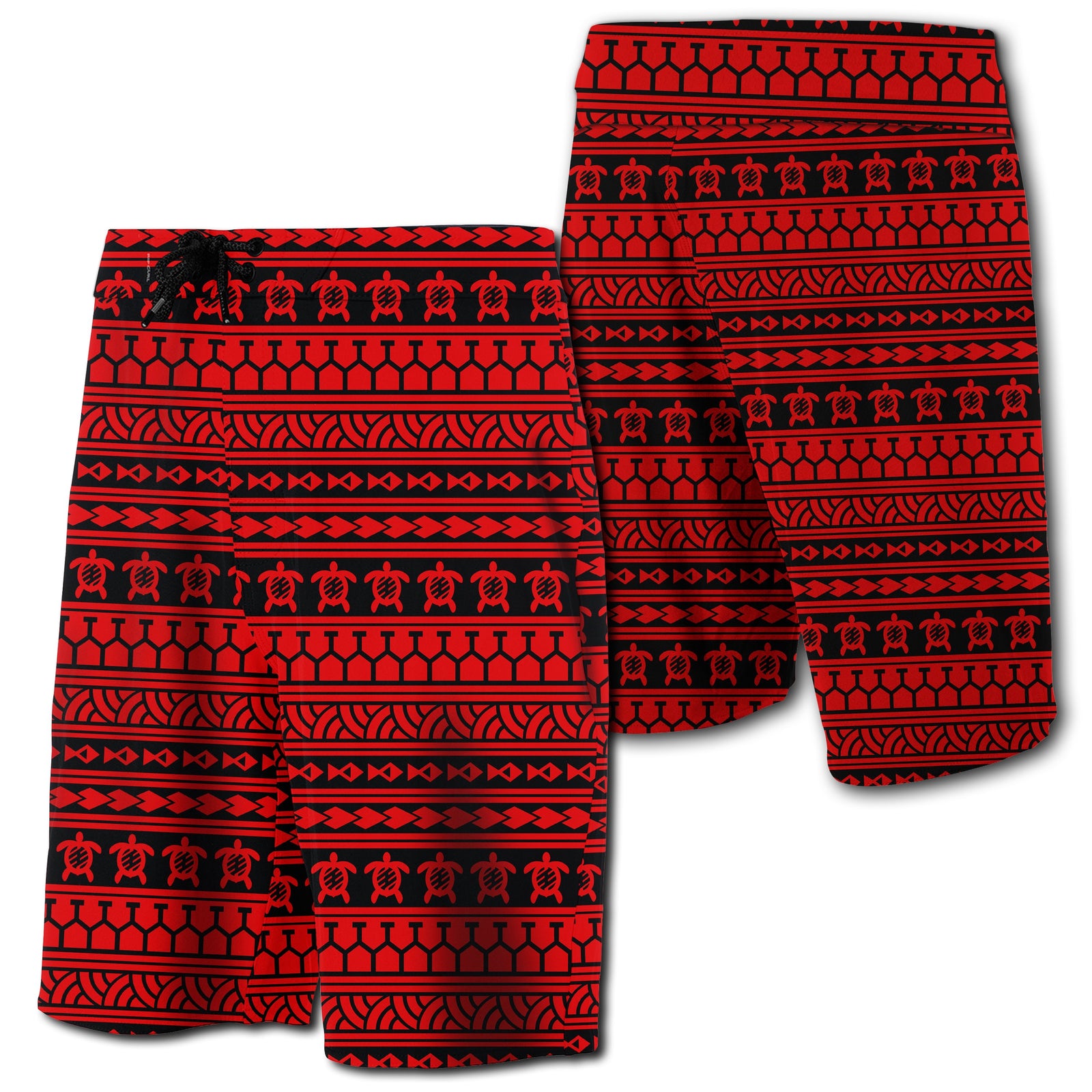 Hawaii Polynesian Tattoo Tribal Board Shorts Red Men Red - Polynesian Pride