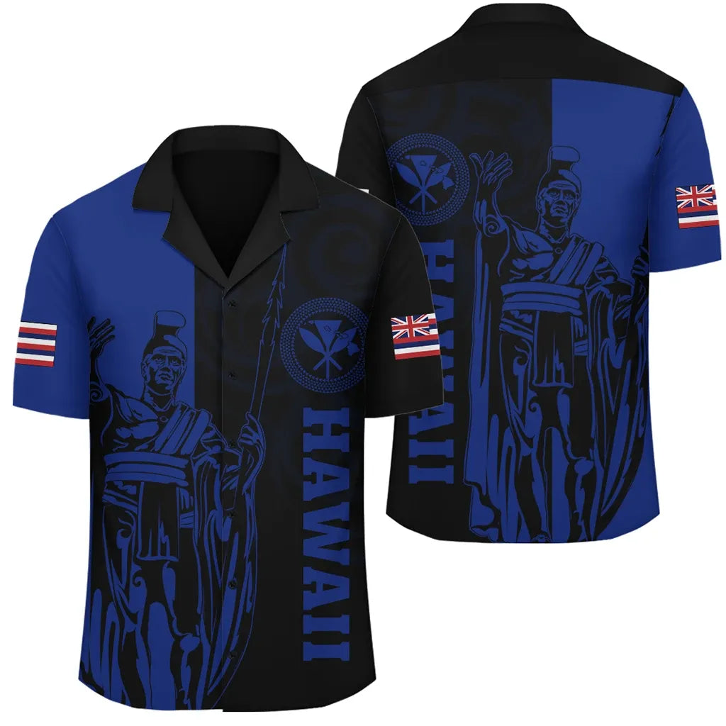 Polynesian Pride Shirt - Hawaii King Polynesian Hawaiian Shirt - Lawla Style Blue - Polynesian Pride