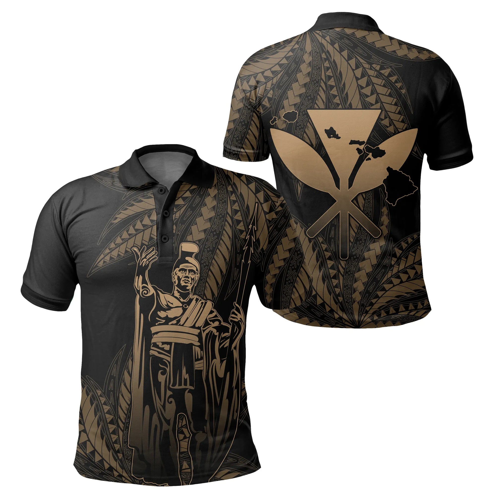 Polynesian Pride Shirt Hawaii King Polynesian Polo Shirt Durk Style Gold - Polynesian Pride