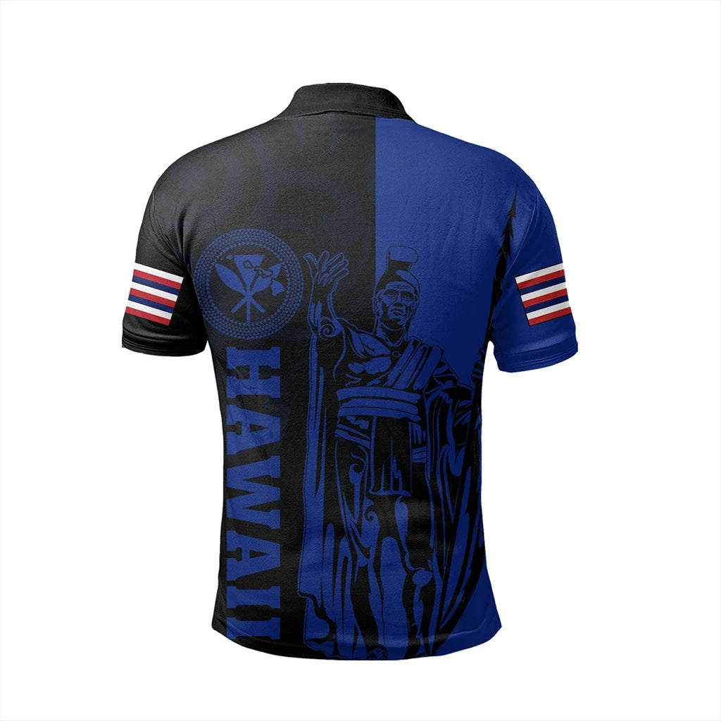 Polynesian Pride Shirt Hawaii King Polynesian Polo Shirt Lawla Style Blue - Polynesian Pride