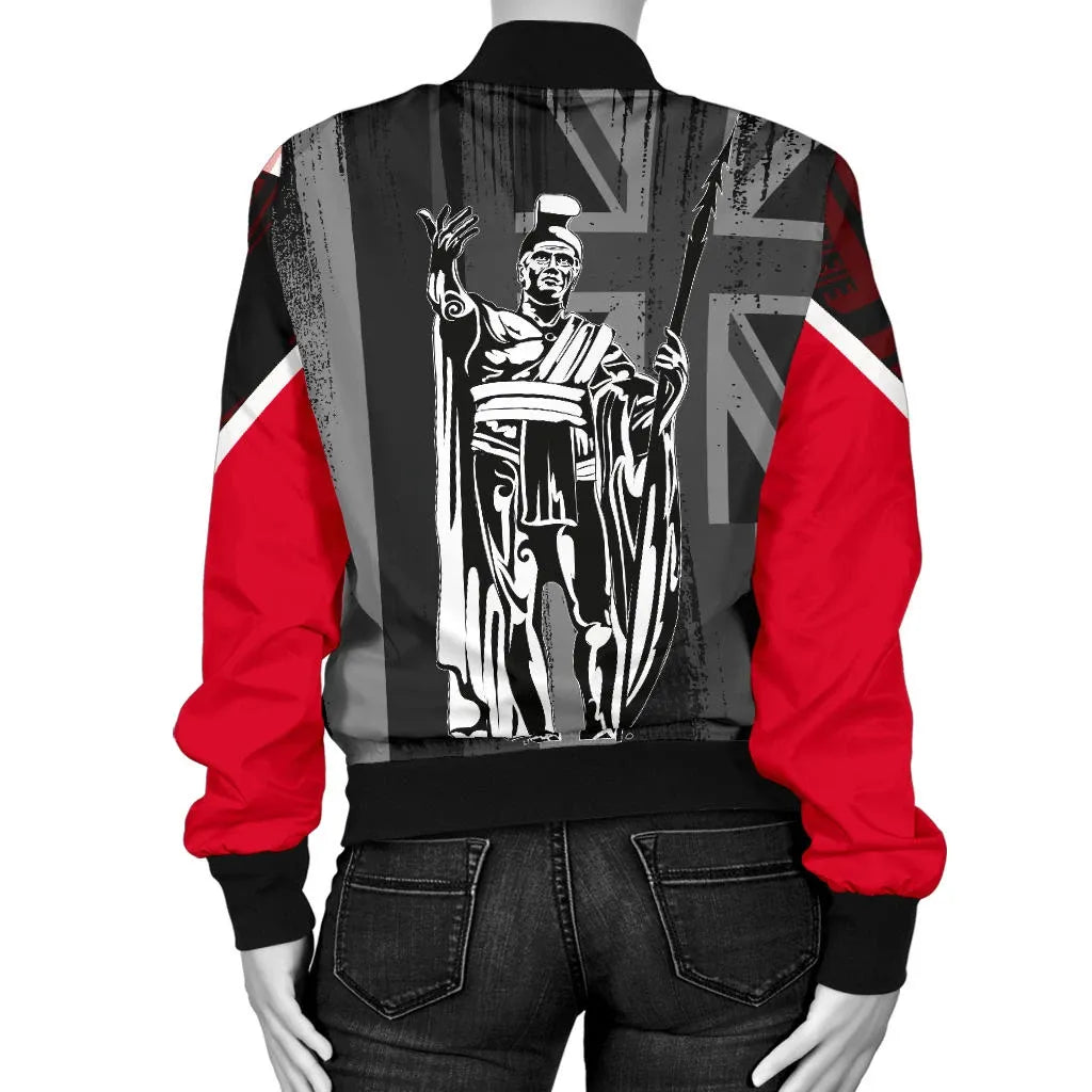 Polynesian Pride Jacket - Hawaii King Flag Polynesian Women's Bomber Jacket - Red - Polynesian Pride