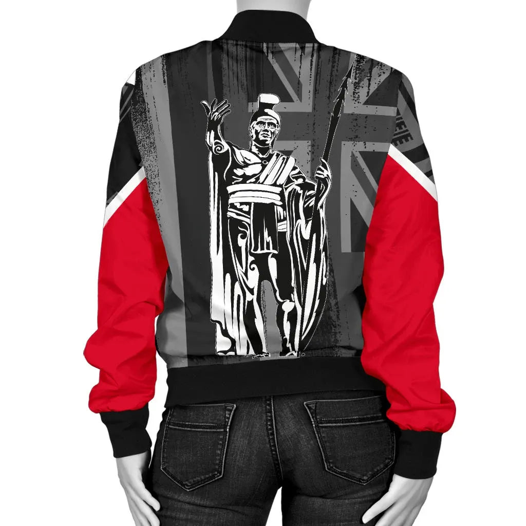 Polynesian Pride Jacket - Hawaii King Flag Polynesian Women's Bomber Jacket - White - Polynesian Pride