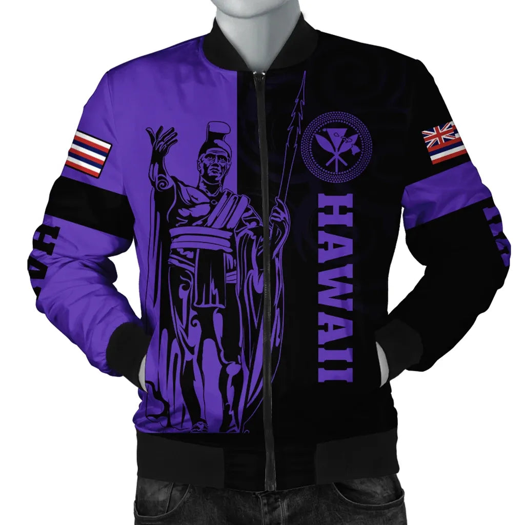 Polynesian Pride Jacket - Hawaii King Polynesian Bomber Jacket - Lawla Style Purple - Polynesian Pride