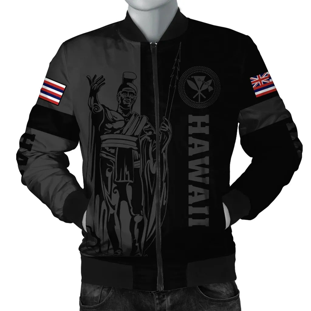 Polynesian Pride Jacket - Hawaii King Polynesian Bomber Jacket - Lawla Style Gray - Polynesian Pride