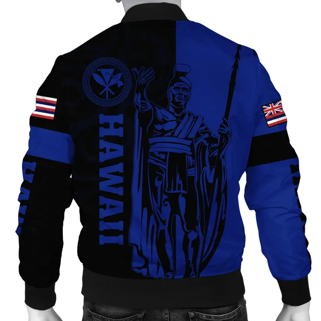 Polynesian Pride Jacket - Hawaii King Polynesian Bomber Jacket - Lawla Style Blue - Polynesian Pride