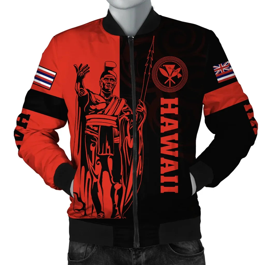 Polynesian Pride Jacket - Hawaii King Polynesian Bomber Jacket - Lawla Style Red - Polynesian Pride