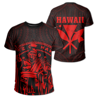 Polynesian Pride Tee Hawaii King Coat Of Arms Kanaka Map Polynesian T Shirt Red - Polynesian Pride