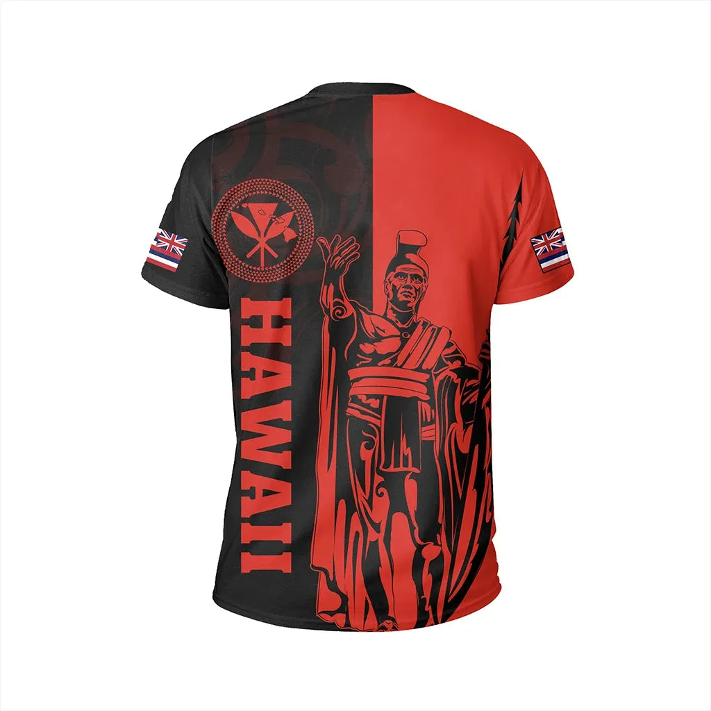 Polynesian Pride Tee Hawaii King Polynesian T shirt Lawla Style Red - Polynesian Pride