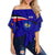Polynesian Pride Clothing - West New Britain PNG Flag Style Women's Off Shoulder Wrap Waist Top Women Blue - Polynesian Pride
