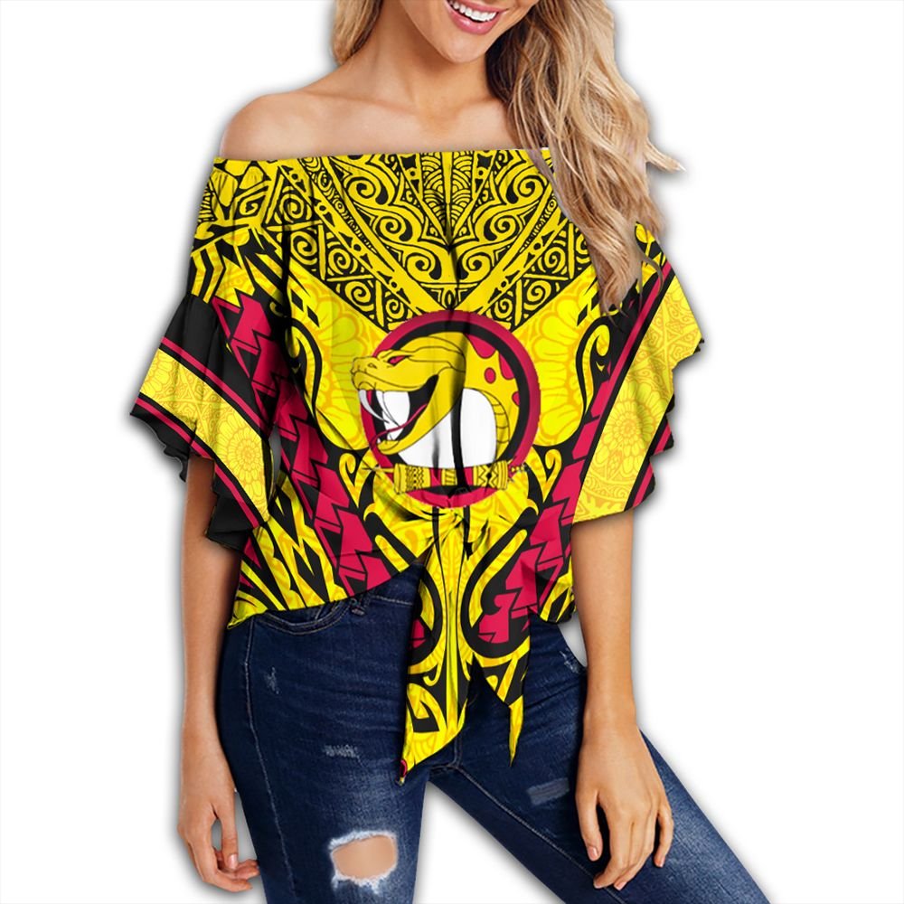 Polynesian Pride Clothing - Port Moresby Vipers Off Shoulder Wrap Waist Top Papuan Women Yellow - Polynesian Pride