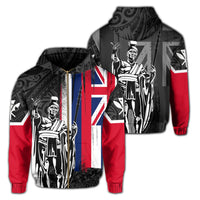 Polynesian Pride Clothing Zip Hoodie Hawaii King Flag Polynesian White - Polynesian Pride
