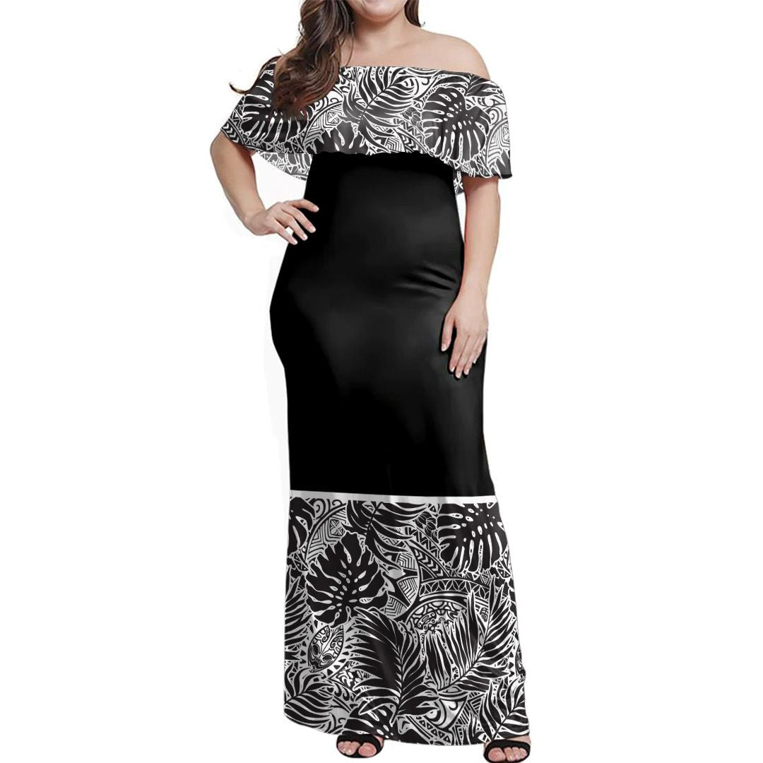 off shoulder bula dress Fiji Off The Shoulder Long Sleeve Dress Bula Fijian Tapa Pattern