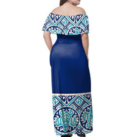 NE Fiji Bula Dress - Ethnic Turtle Off Shoulder Long Dress - Polynesian Pride