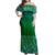 NE Maori Dress - Green Tamoko Off Shoulder Long Dress Long Dress Green - Polynesian Pride