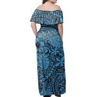Polynesian Pride Dress - Polynesian Tropical Blue Off Shoulder Long Dress - Polynesian Pride