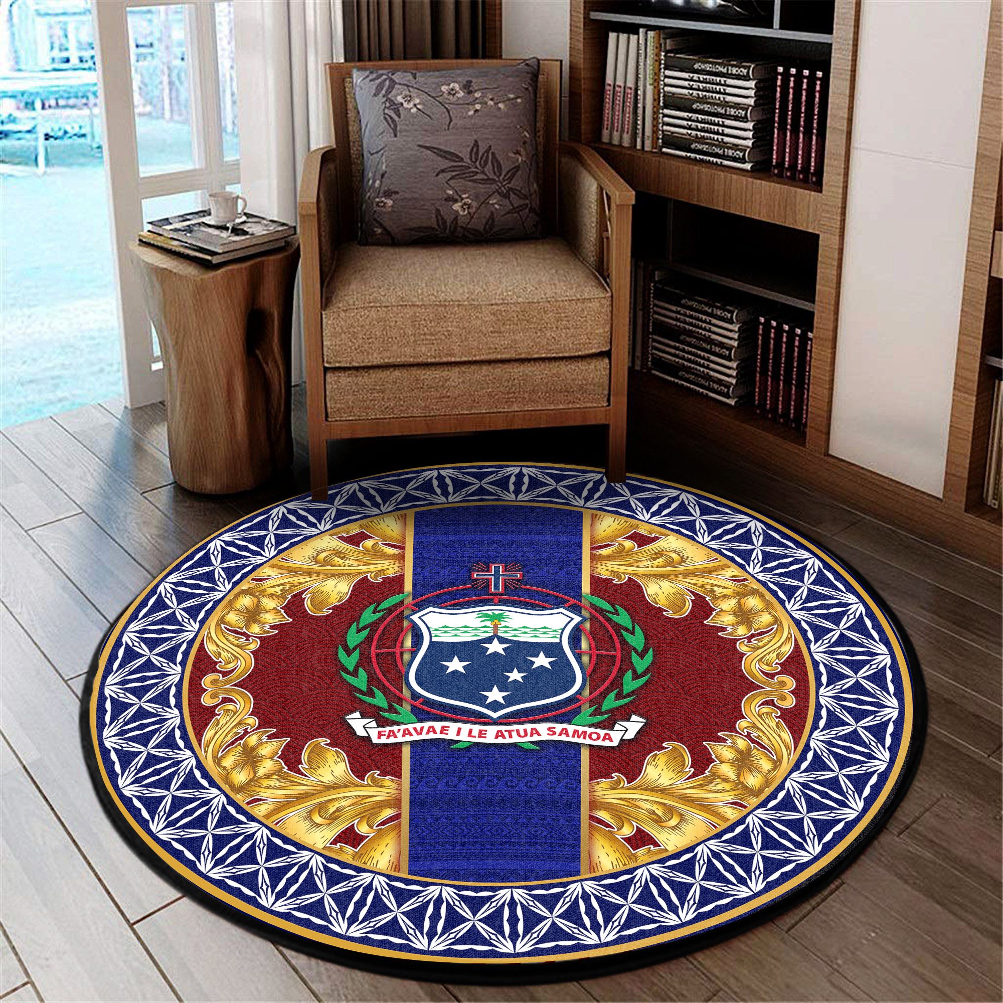 Polynesian Pride Home Set - Samoa Royal Style Round Carpet Round Carpet Blue - Polynesian Pride