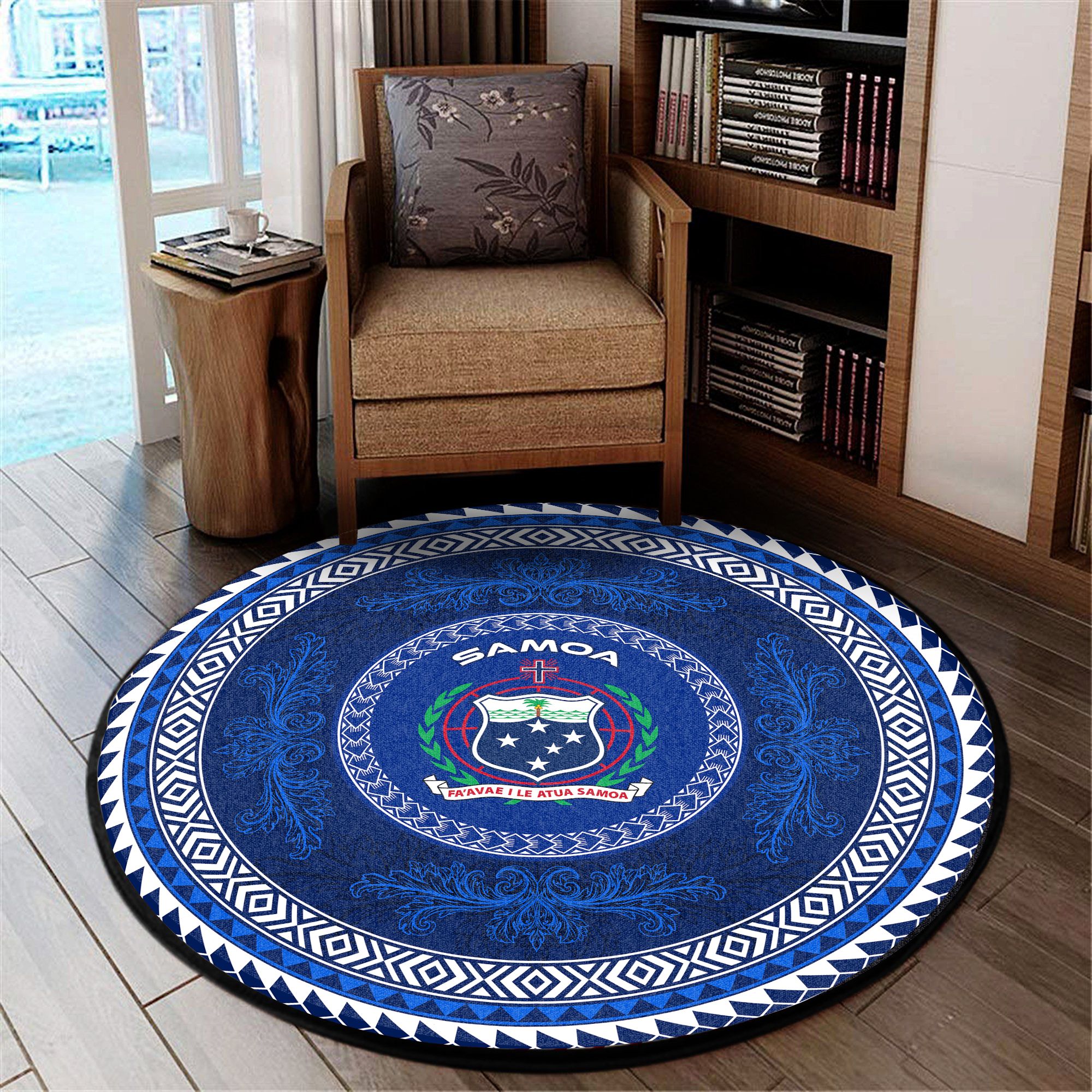 Polynesian Pride Home Set - Samoa Blue Round Carpet Round Carpet Blue - Polynesian Pride