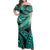 Polynesian Pride Dress - Tribal Polynesian Turquoise Ali Style Off Shoulder Long Dress Long Dress Turquoise - Polynesian Pride