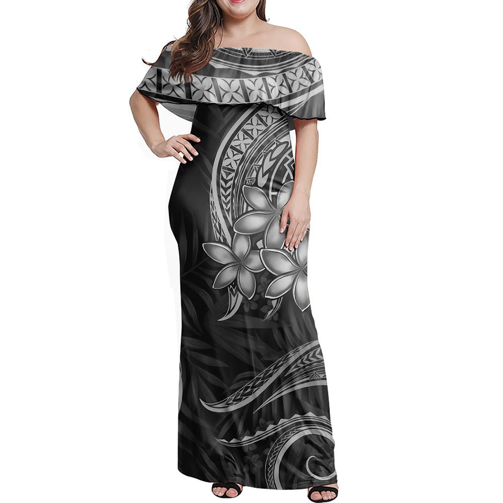 Polynesian Pride Dress - Samoa Siapo Coat Of Arms White Off Shoulder Long Dress Long Dress White - Polynesian Pride