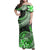 Polynesian Pride Dress - American Samoa Siapo Coat Of Arms Light Green Off Shoulder Long Dress Long Dress Green - Polynesian Pride