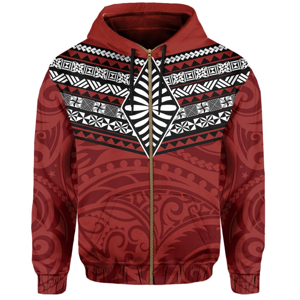 Polynesian Pride Hoodie Pattern Ngatu Tonga Zip Hoodie - Polynesian Pride