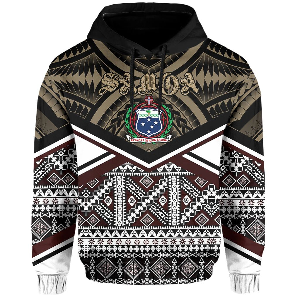 Polynesian Pride Hoodie Samoa Hoodie Samoa Masi Dobby Coat of Arms Hoodie Unisex Brown - Polynesian Pride