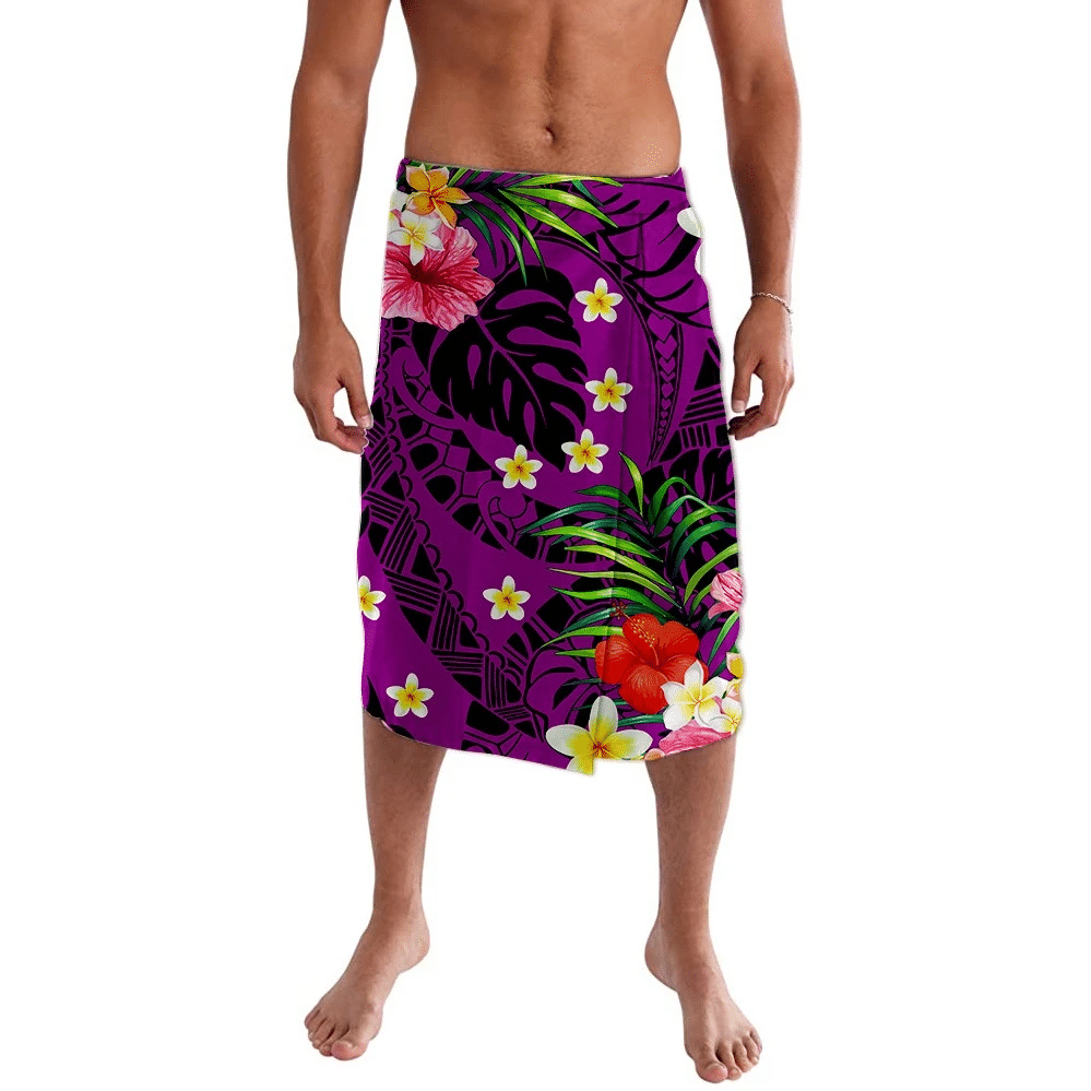 Polynesian Pride Clothing Tropical Flower Purple Pattern Lavalava Lavalava Lavalava S/M Black - Polynesian Pride LLC