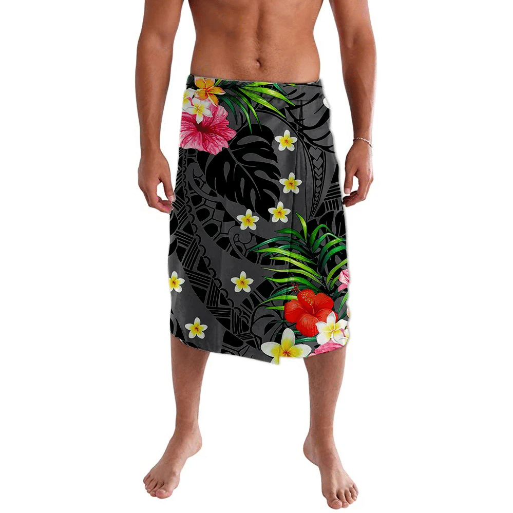 Polynesian Pride Clothing Tropical Flower Pattern Lavalava Lavalava S/M Black - Polynesian Pride