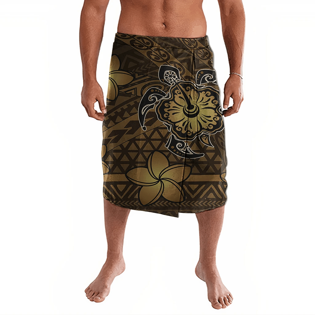 Polynesian Pride Clothing Hawaii Mix Polynesian Turtle Plumeria Ie Faitaga Nick Style Brown Lavalava Black - Polynesian Pride LLC