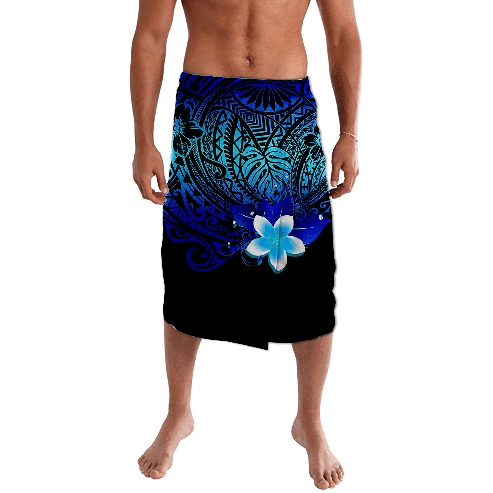 Polynesian Pride Clothing Tropical Leaf Hibiscus Blue Gradient Lavalava Lavalava S/M Black - Polynesian Pride