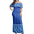 Polynesian Pride Dress - Blue Samoan Elei Pattern Off Shoulder Long Dress Long Dress Blue - Polynesian Pride