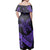 Polynesian Pride Dress - Hawaiian Map Hibiscus Turtle Fish Hook Polynesian Purple Off Shoulder Long Dress - Polynesian Pride