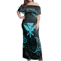 Polynesian Pride Dress - Polynesian Turtle Hammerhead Shark Ray Kanaka Hawaii Circle Blue Off Shoulder Long Dress Long Dress Blue - Polynesian Pride