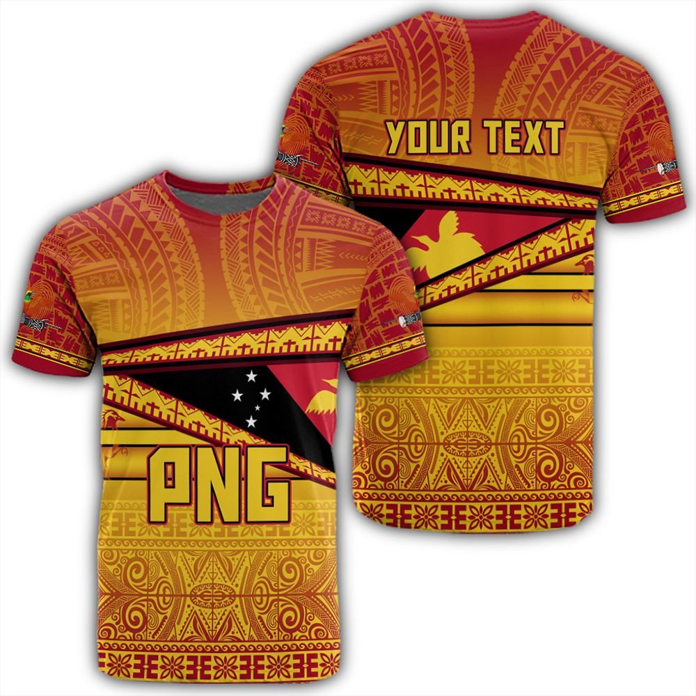 Polynesian Pride T Shirt Personalize Papua New Guinea T Shirt Flag Tapa Pattern Stronic Style Unisex Red - Polynesian Pride