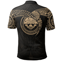 Polynesian Pride Apparel Federated States of Micronesia Polo Shirt Gold Heart Shield - Polynesian Pride