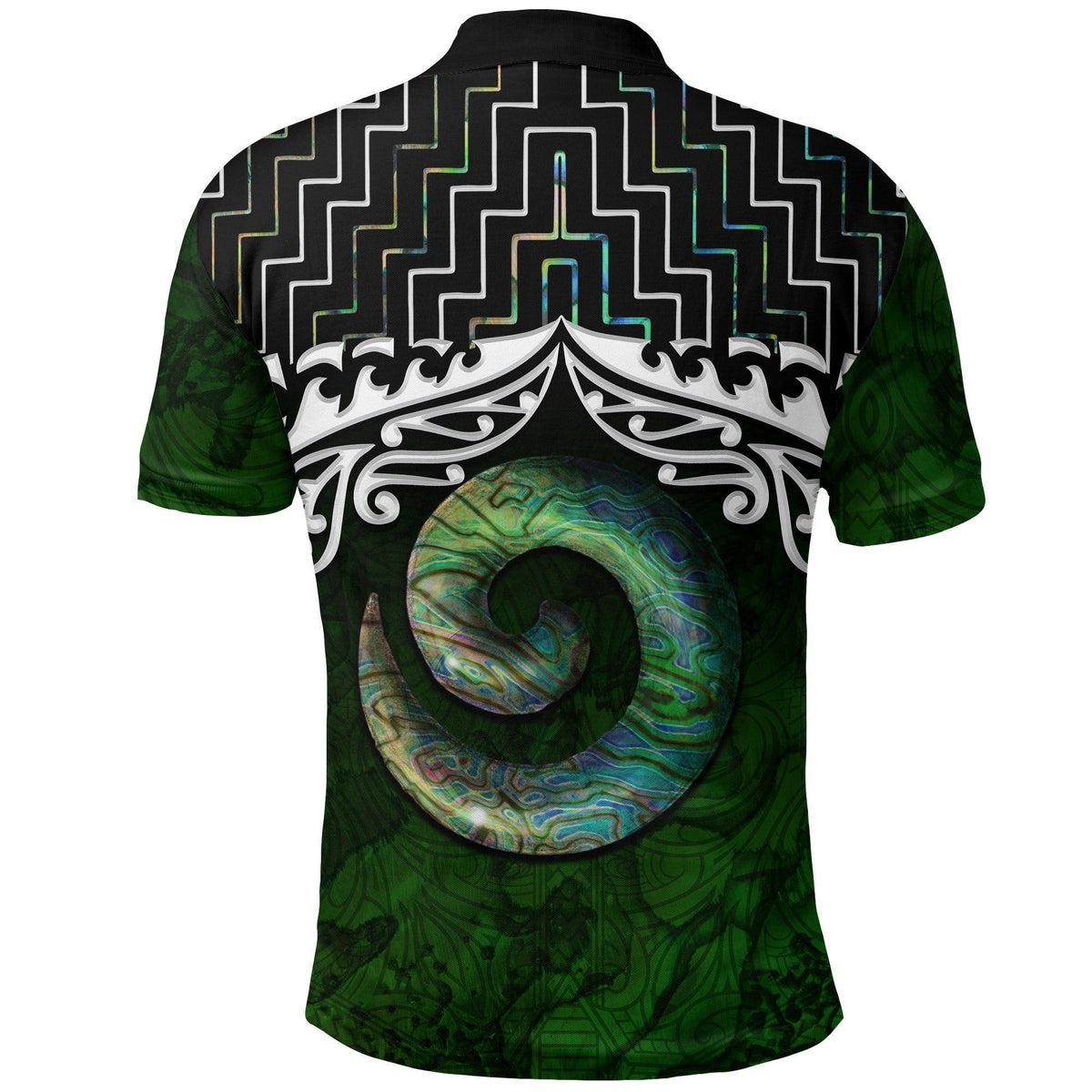 Polynesian Pride Apparel New Zealand Maori Polo Shirt, Poutama Koru Paua Shell Golf Shirt - Polynesian Pride